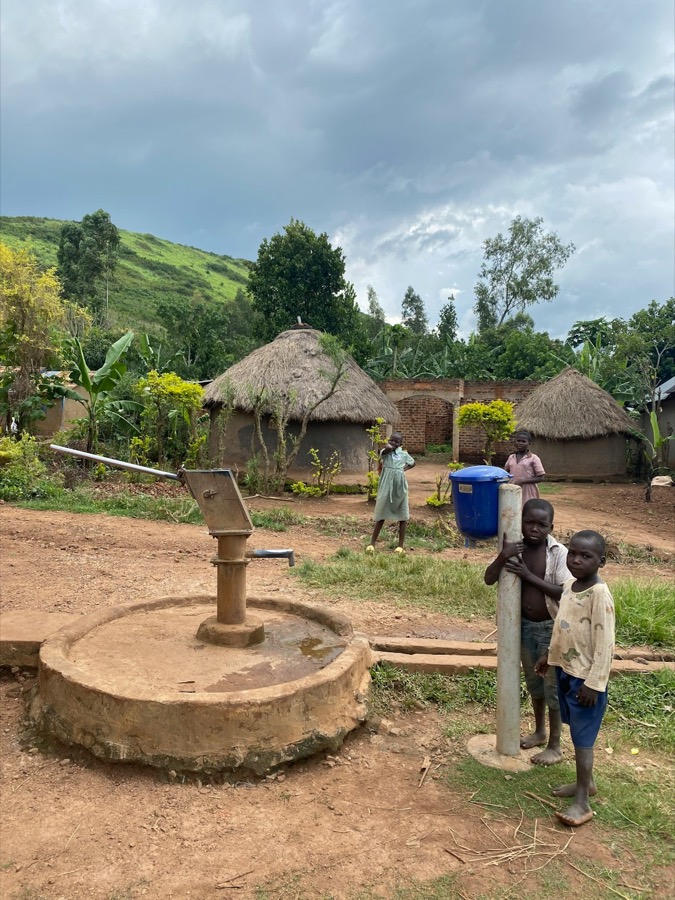 Children at a village water point